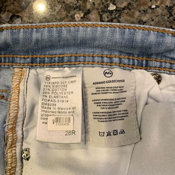AG Adriano Goldschmied The Natalie Slim Straight Chambray Denim Jeans Size 28 - Picture 3 of 5